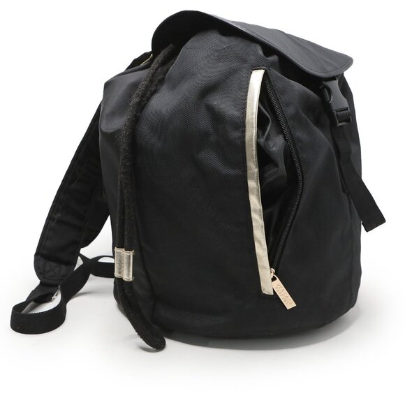 VERSACE Parfums Black Nylon Backpack Gold Medusa Logo Bag Travel Gym Drawstring - Picture 7 of 13